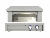 Close-up view of Artisan Pizza Oven's high-quality ceramic slab hearth and sleek stainless steel construction.